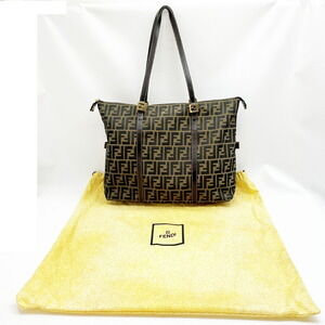 FENDI Zucca Canvas Handbag Brown